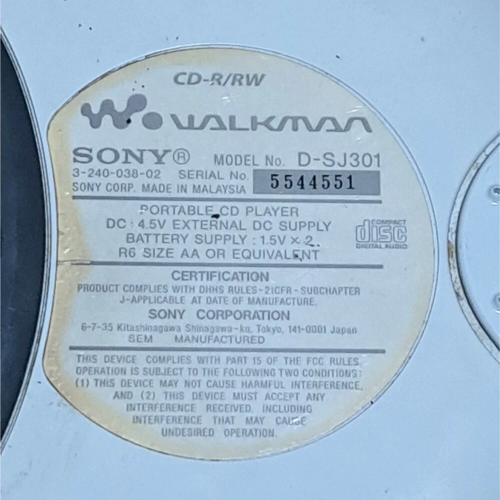 Sony Walkman D-SJ301 Portable CD Player CD-R G-Protection WORKS!!!!